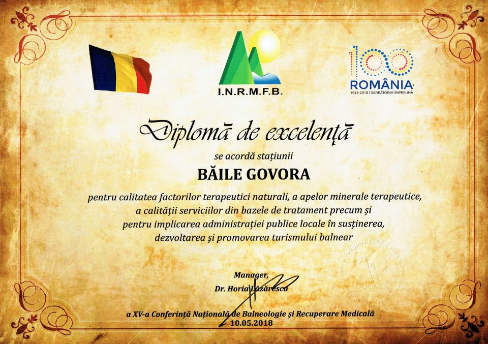 Diploma de excelenta Baile Govora