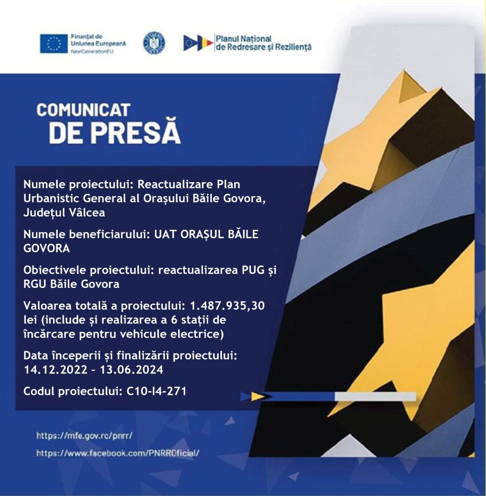 Comunicat proiect incepere proiect PUG - PNRR